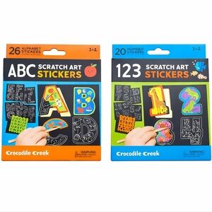 Crocodile Creek ABC & 123 Scratch Art Stickers For Kids New Lot Of 2